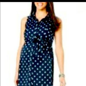 Blue polka dot motherhood maternity dress